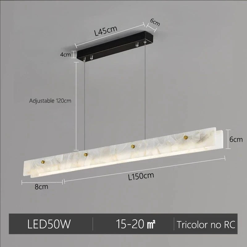 Luxury Linear Pendant Light | Natural Marble LED Chandelier for Kitchen Island, Dining Room & Bar