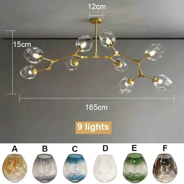 Nordic Luxury Branch Chandelier | Glass Molecular Pendant Light for Living Room, Dining Room & Villa