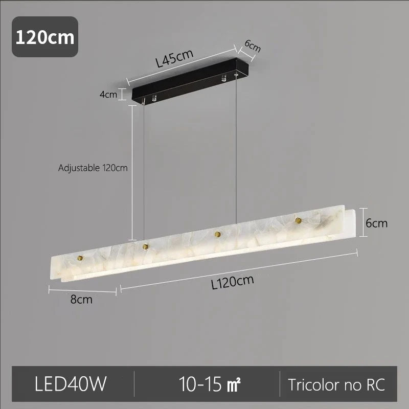 Luxury Linear Pendant Light | Natural Marble LED Chandelier for Kitchen Island, Dining Room & Bar