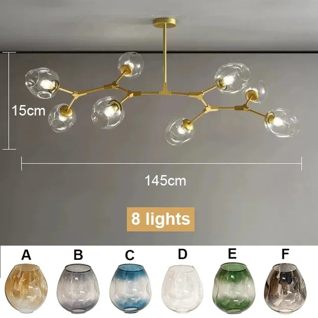 Nordic Luxury Branch Chandelier | Glass Molecular Pendant Light for Living Room, Dining Room & Villa