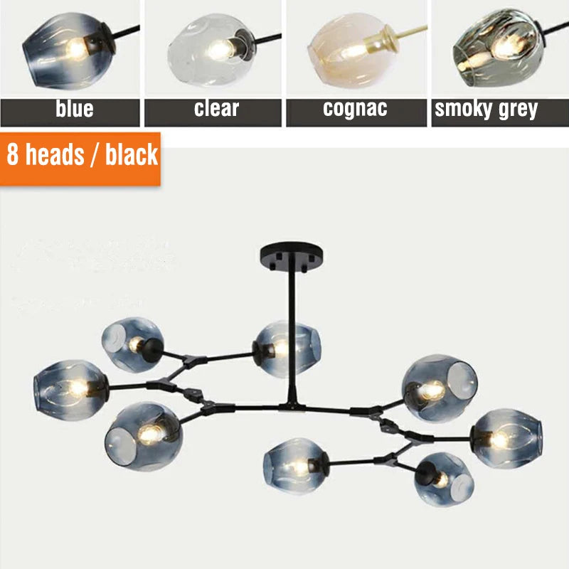 Nordic Luxury Branch Chandelier | Glass Molecular Pendant Light for Living Room, Dining Room & Villa