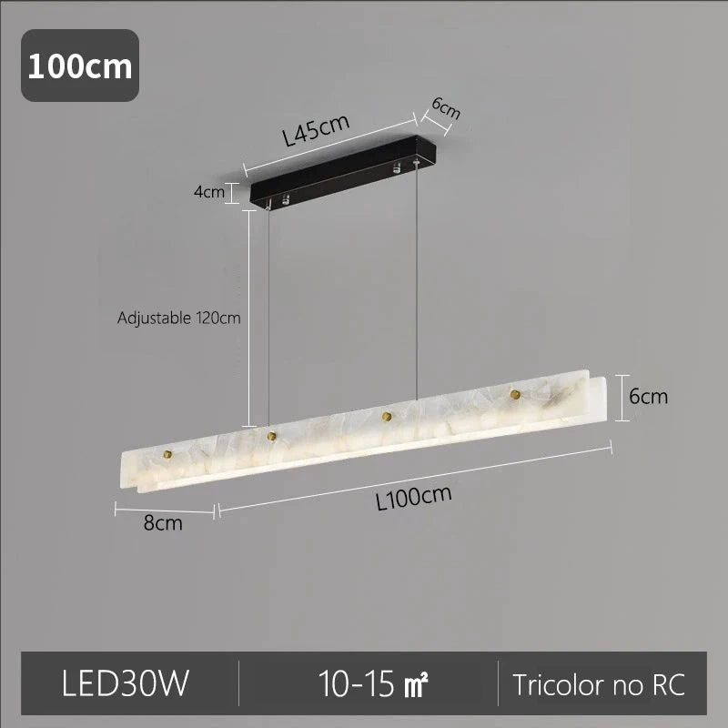 Luxury Linear Pendant Light | Natural Marble LED Chandelier for Kitchen Island, Dining Room & Bar
