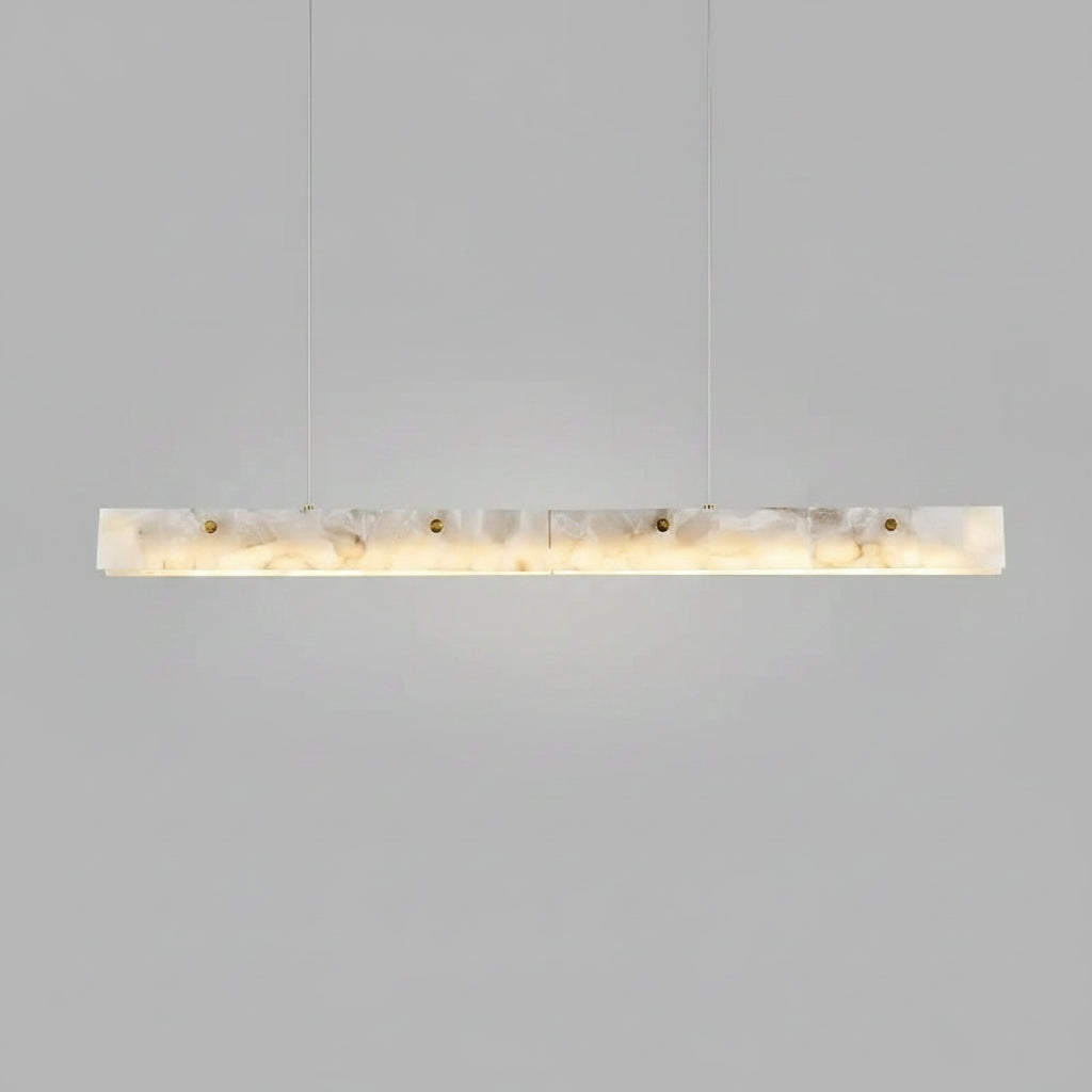 Luxury Linear Pendant Light | Natural Marble LED Chandelier for Kitchen Island, Dining Room & Bar