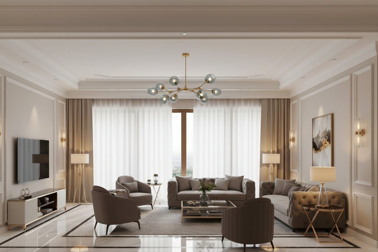 Nordic Luxury Branch Chandelier | Glass Molecular Pendant Light for Living Room, Dining Room & Villa