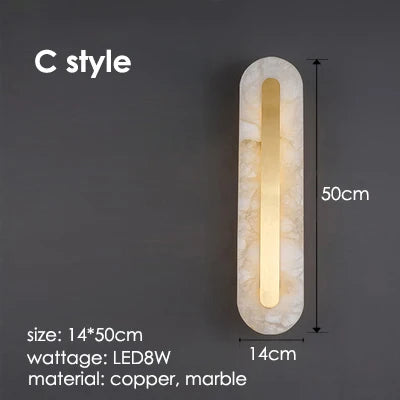 Marble Wall Sconce | Minimalist Luxury Copper & Gold LED Wall Light for Bedroom, Hotel & Living Room