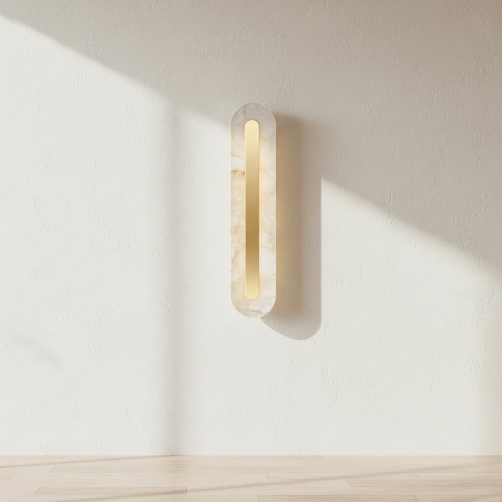 Marble Wall Sconce | Minimalist Luxury Copper & Gold LED Wall Light for Bedroom, Hotel & Living Room