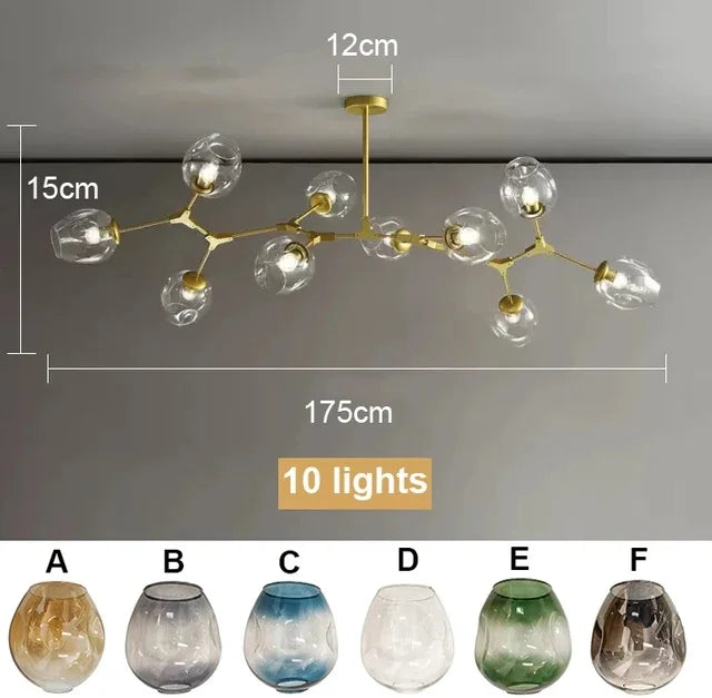 Nordic Luxury Branch Chandelier | Glass Molecular Pendant Light for Living Room, Dining Room & Villa