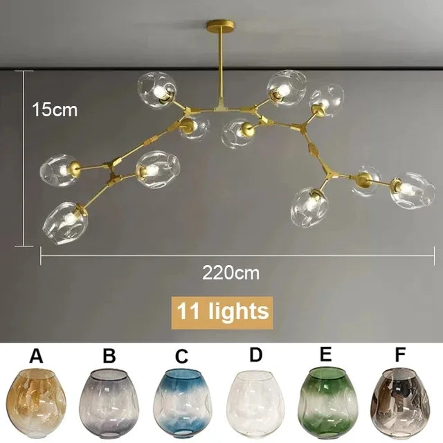 Nordic Luxury Branch Chandelier | Glass Molecular Pendant Light for Living Room, Dining Room & Villa