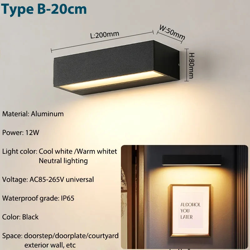 LED Outdoor Porch Wall Sconces Aluminum Exterior Wall Light Fixtures IP65 Waterproof Lamp for House Patio Doorway Garage Decorat